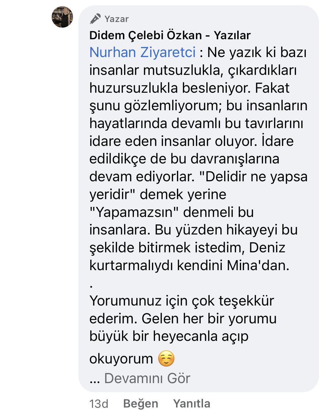 Hezeyan | Didem Çelebi Özkan Yazılar Facebook Sayfası Yorumları | 03_02