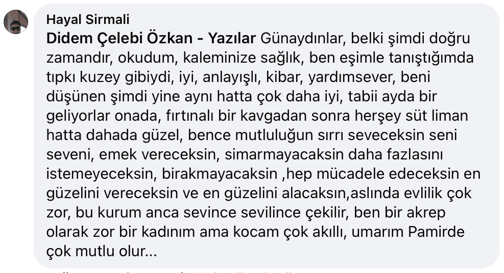 Belki Şimdi Doğru Zamandır | Didem Çelebi Özkan Yazılar Facebook Sayfası Yorumları | 01