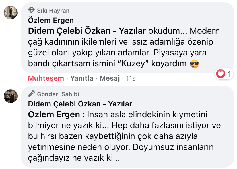 Sevişme Vakti | Didem Çelebi Özkan Yazılar Facebook Sayfası Yorumları | 09