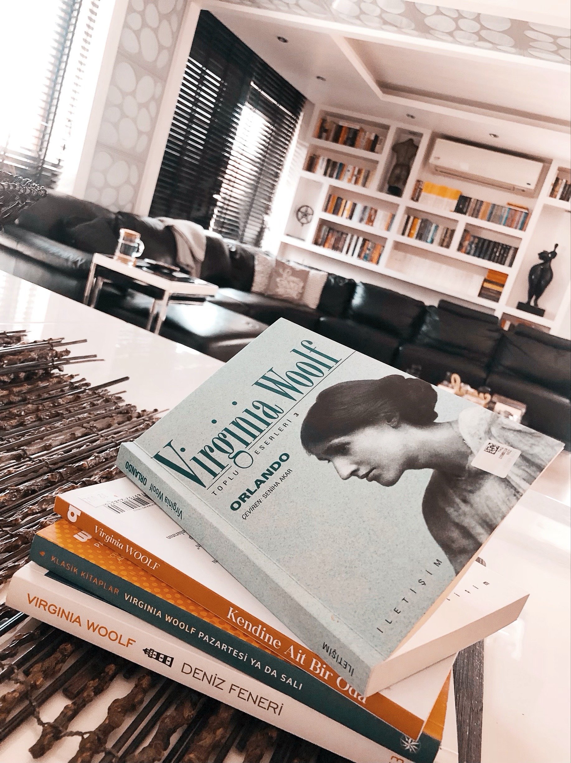 Virginia Woolf kitapları ile Didem Çelebi Özkan'ın evinden bir kare